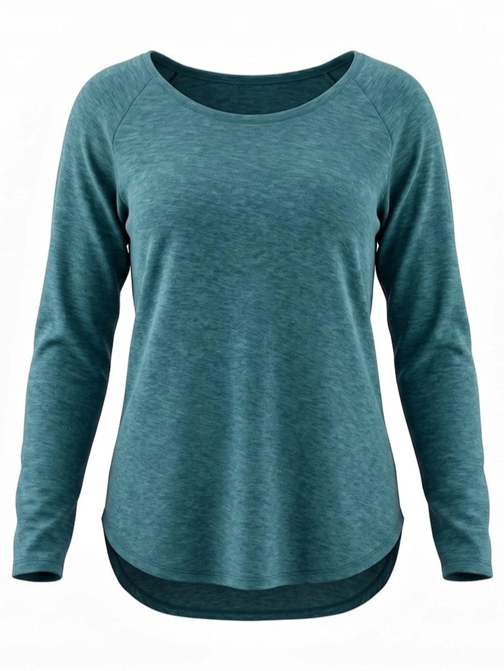 We The Free Long Sleeved Curved Hem Top in Teal Blue - Size Small